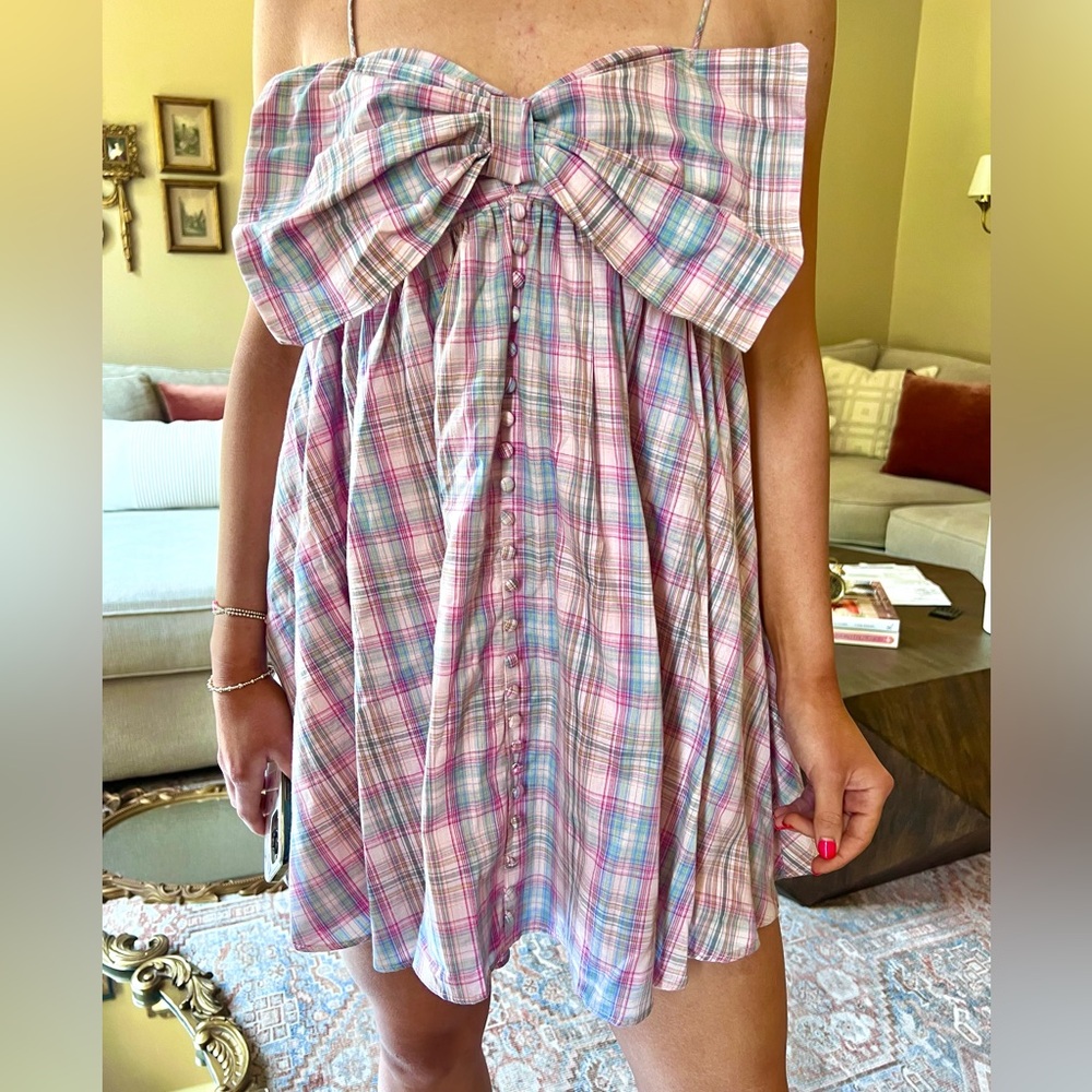 Plaid Dress with Bow Detail